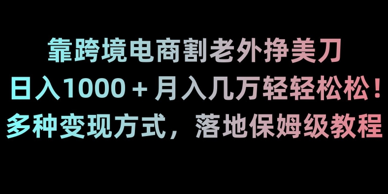 靠跨境电商割老外挣美刀，日入1000＋月入几万轻轻松松！多种变现方式，落地保姆级教程【揭秘】-燎原社