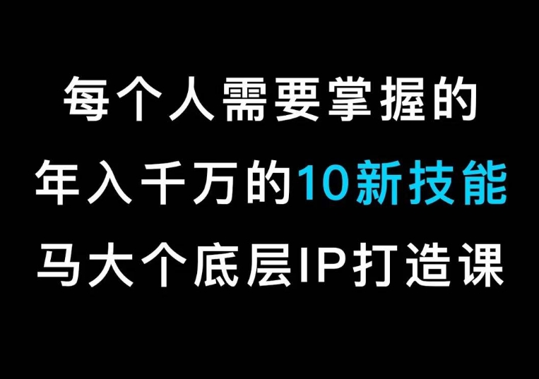 马大个的IP底层逻辑课，​每个人需要掌握的年入千万的10新技能，约会底层IP打造方法！-燎原社