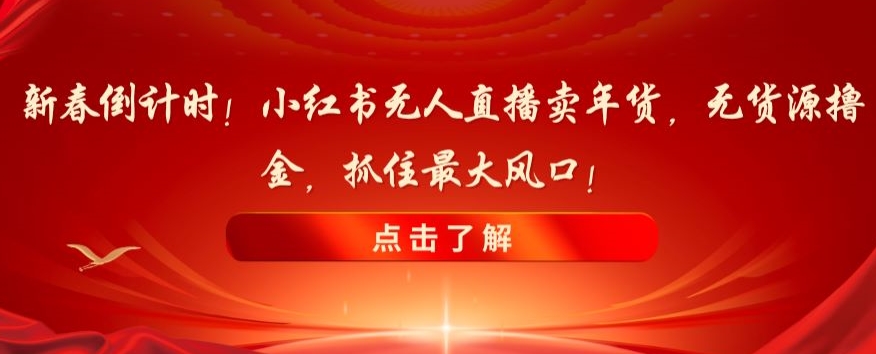 新春倒计时！小红书无人直播卖年货，无货源撸金，抓住最大风口【揭秘】-燎原社