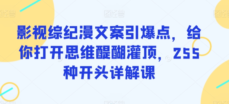 影视综纪漫文案引爆点，给你打开思维醍醐灌顶，255种开头详解课-燎原社