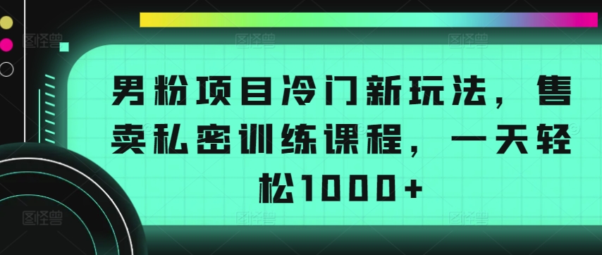 男粉项目冷门新玩法，售卖私密训练课程，一天轻松1000+【揭秘】-燎原社