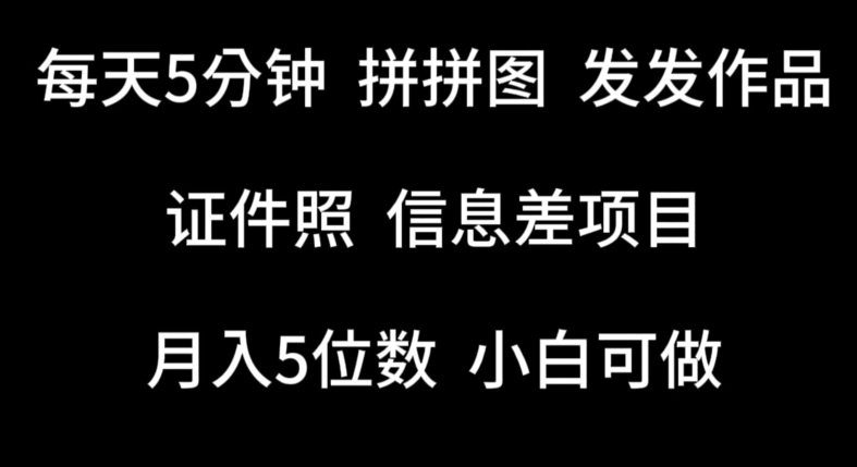 每天5分钟，拼拼图发发作品，证件照信息差项目，小白可做【揭秘】-燎原社