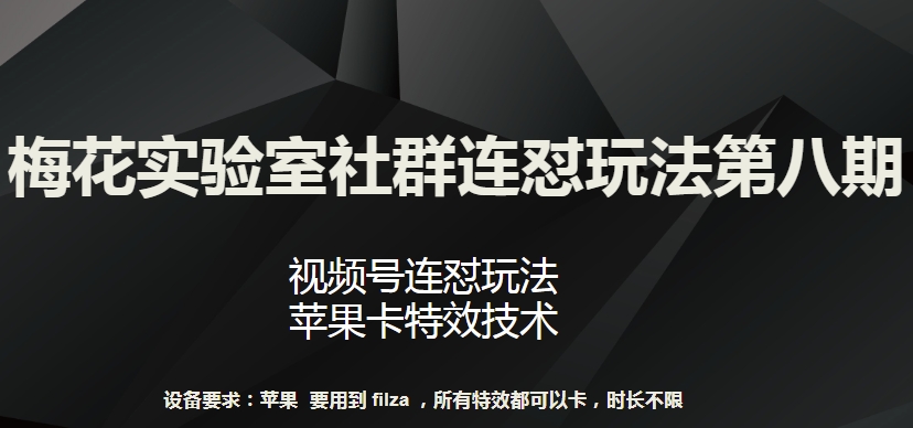 梅花实验室社群连怼玩法第八期，视频号连怼玩法 苹果卡特效技术【揭秘】-燎原社