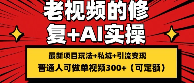 修复老视频的玩法，搬砖+引流的变现(可持久)，单条收益300+【揭秘】-燎原社