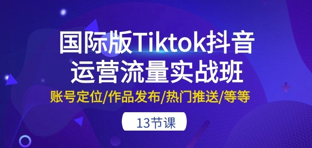 国际版Tiktok抖音运营流量实战班：账号定位/作品发布/热门推送/等等-13节-燎原社