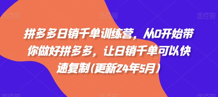 拼多多日销千单训练营，从0开始带你做好拼多多，让日销千单可以快速复制(更新24年5月)-燎原社