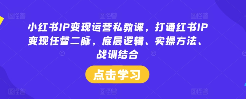 小红书IP变现运营私教课，打通红书IP变现任督二脉，底层逻辑、实操方法、战训结合-燎原社