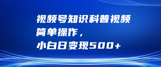 视频号知识科普视频，简单操作，小白日变现500+【揭秘】-燎原社